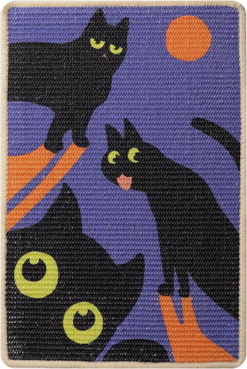 3-in-1 Sisal Cat Scratcher Mat with Sticker Tape Floor & Wall Scratch Pad