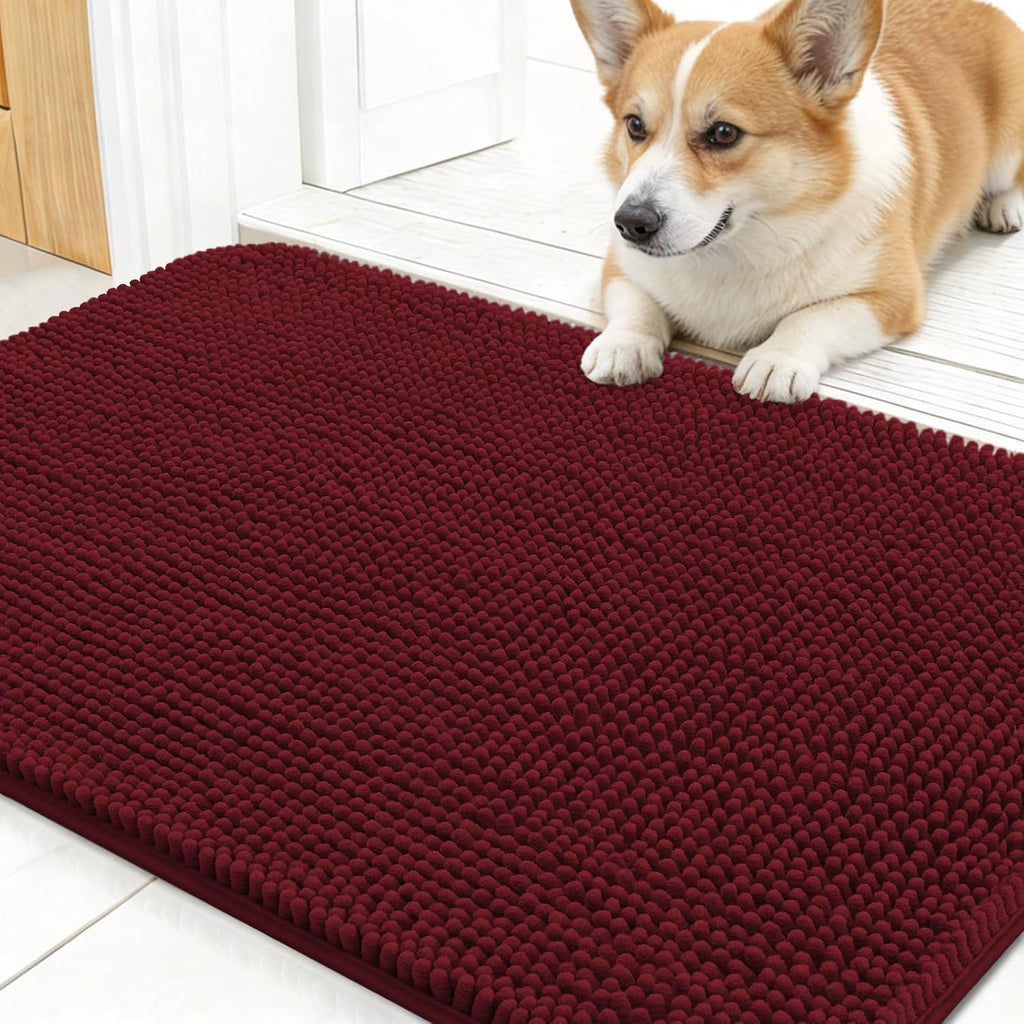 OLANLY Dog Door Mat for Muddy Paws 24x16, Super Absorbent Chenille Mud Mat