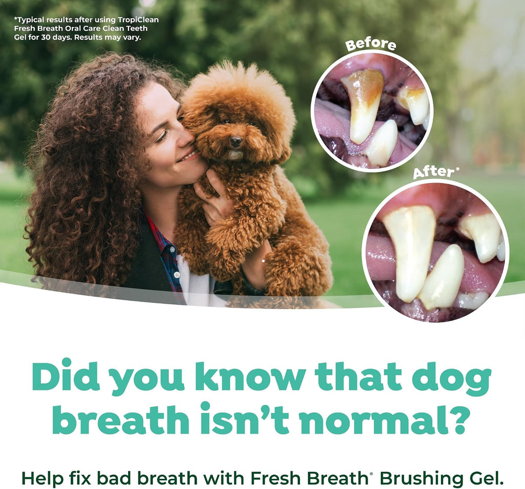 TropiClean Fresh Breath Toothbrush and Toothpaste Kit for Puppies, Teeth Cleaning Kit to Prevent Plaque & Tartar, Breath Freshener, Dog Dental Care 