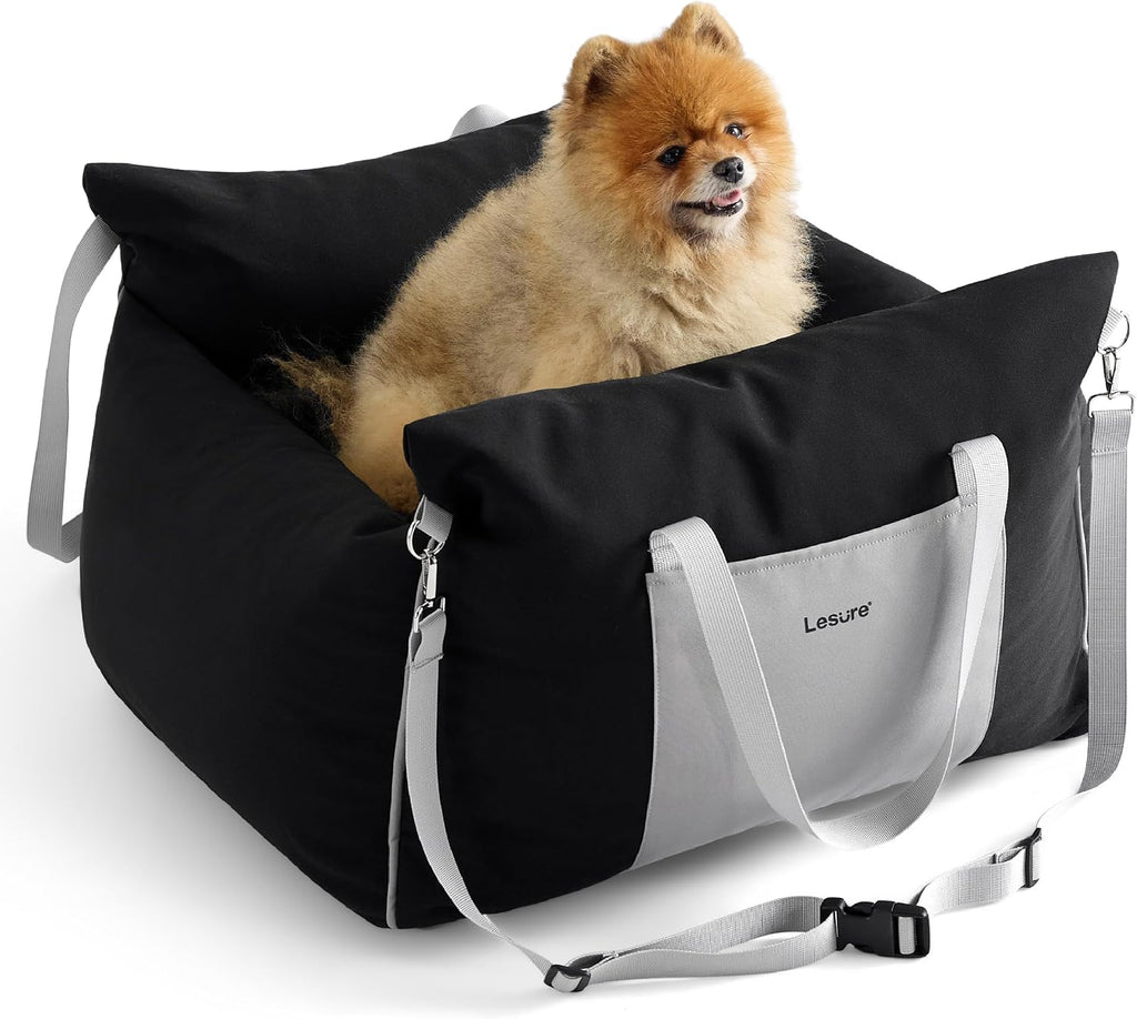 Lesure Dog Car Seat for Small Dogs,Booster Car Bed for Puppy Under 25lbs