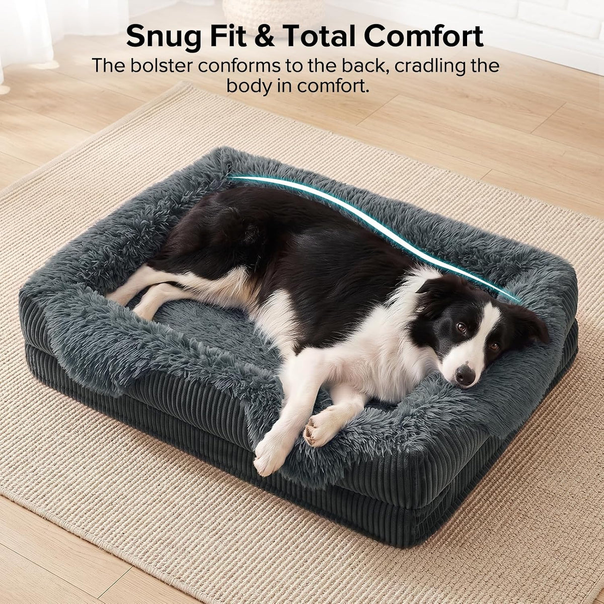 GASUR Orthopedic Dog Bed for Large Sized Dog, Plush Washable Dog Couch Beds