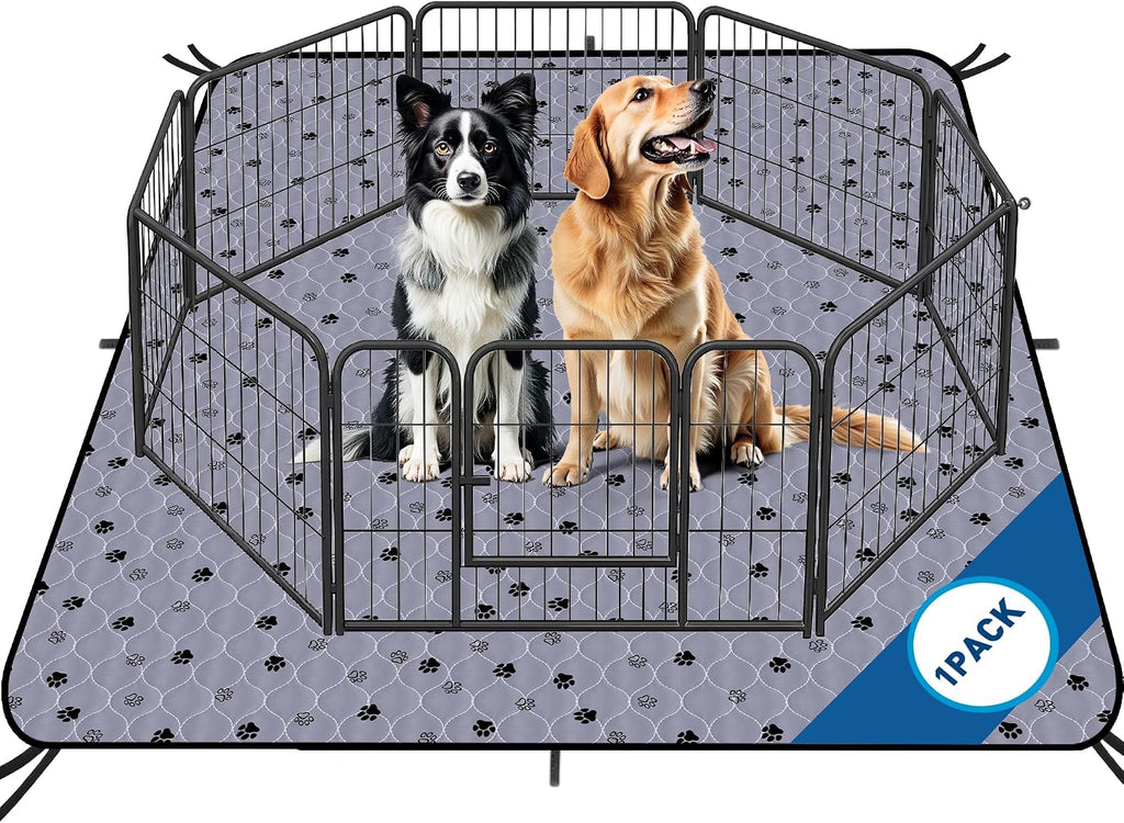 Fostanfly Washable Pee Pads for Dogs, Extra Large 72"x80"-1 Pack, Gray | Reusable Potty Pads, Non-Slip, Leakproof & Absorbent, Pet Mat for Puppy/Senior Dog Whelping Incontinence with 8 Tie Straps