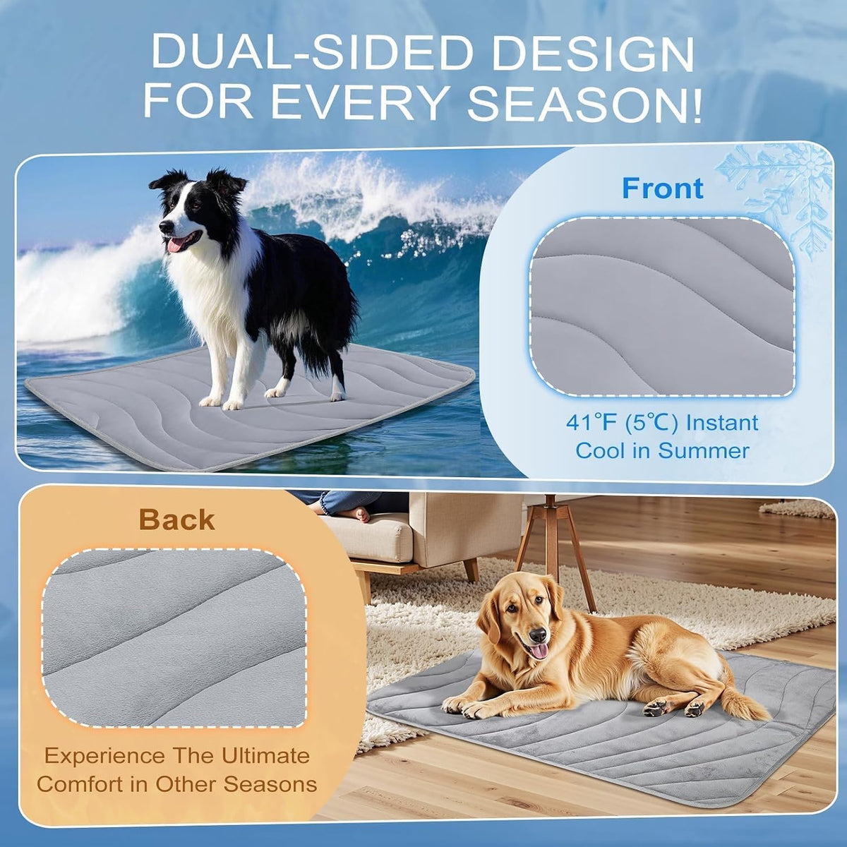 Cozyide Dog Cooling Mat, Q-Max>0.45, 28" L x 22" W, Dark Grey