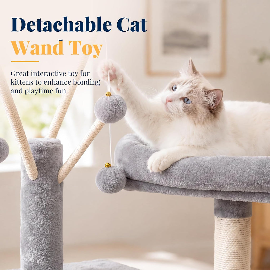 Hey-brother Cat Tree Tower with Padded Platform Bed, Hammock, MPJ019-SW