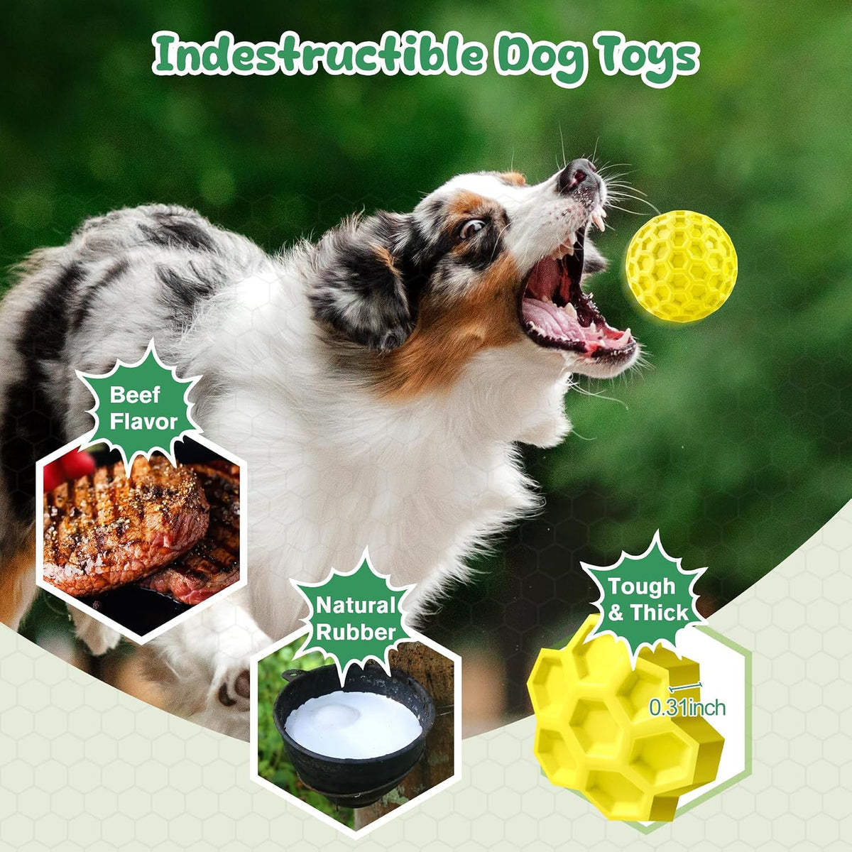 Squeaky Dog Toys for Aggressive Chewers, Indestructible Dog Balls for Aggressive Chewers, Squeaky Balls for Dogs, Interactive Toys for Large Dogs, Funny Ball