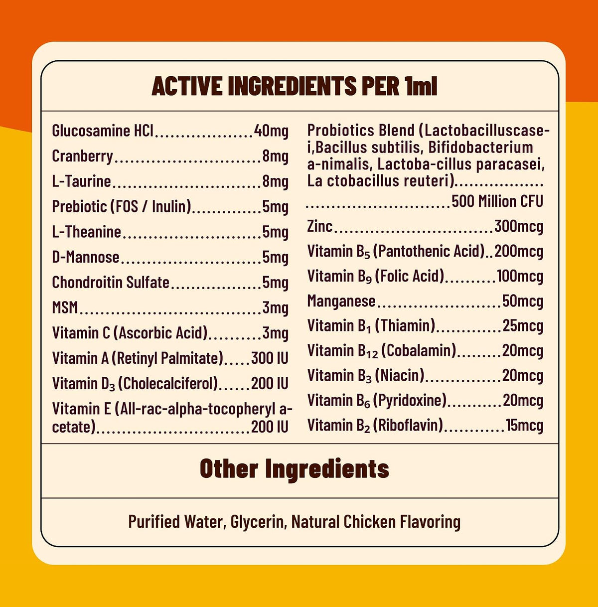 Liquid Cat & Dog Multivitamin, with Probiotics,Taurine,Cranberry