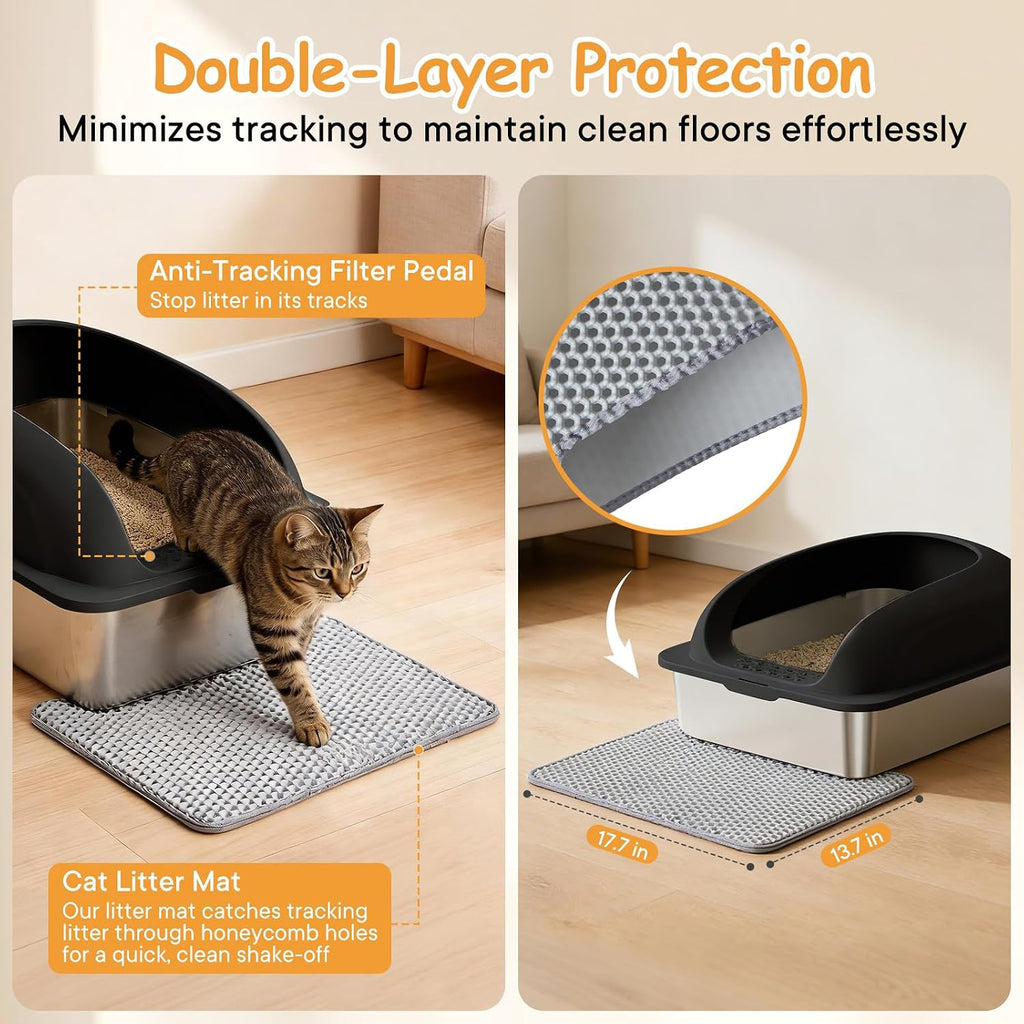 Stainless Steel Cat Litter Box, Large Metal Litter Boxes High Sides