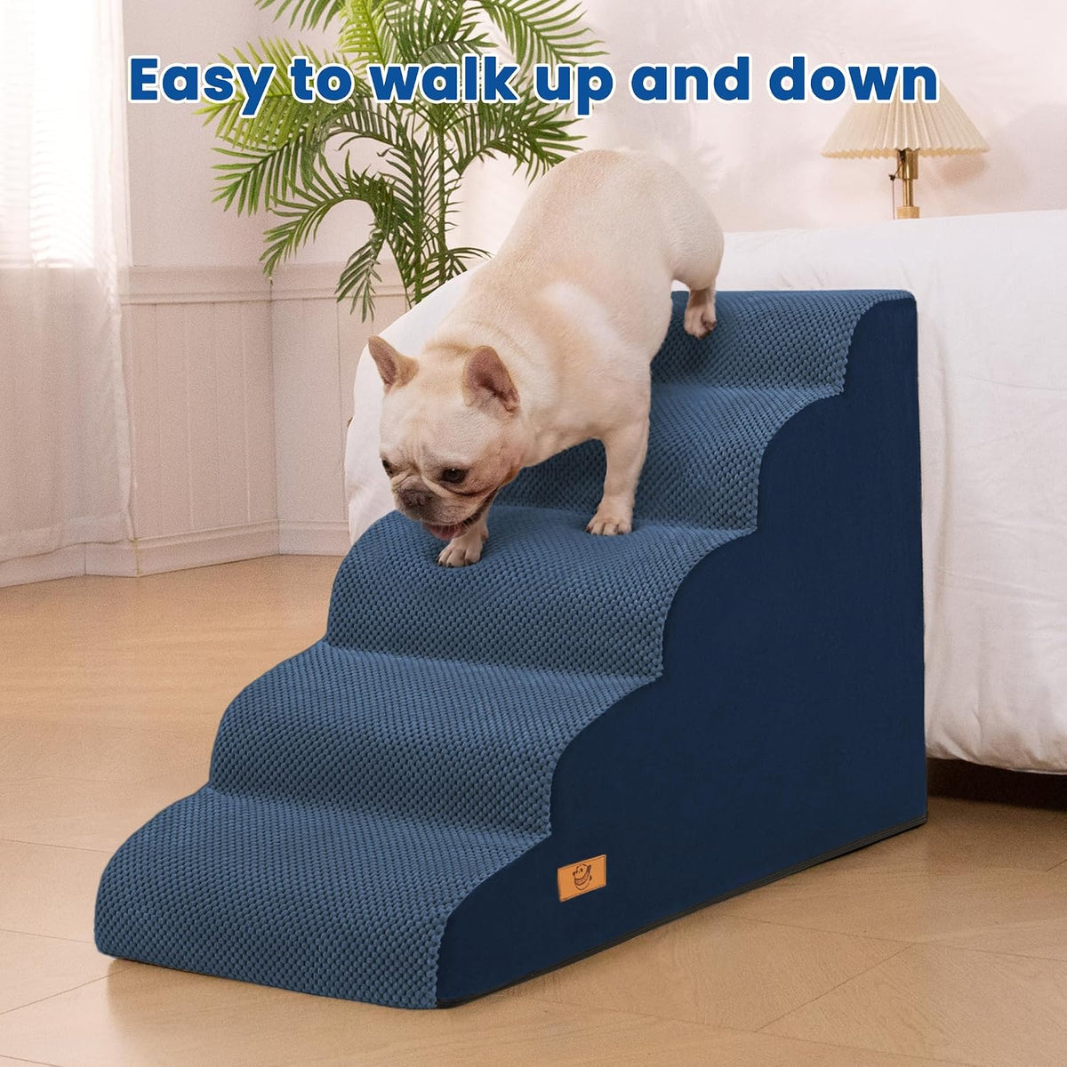 Dog Stairs for High Beds 22.4" H,5-Step Pet Ramp for Small & Medium Dogs