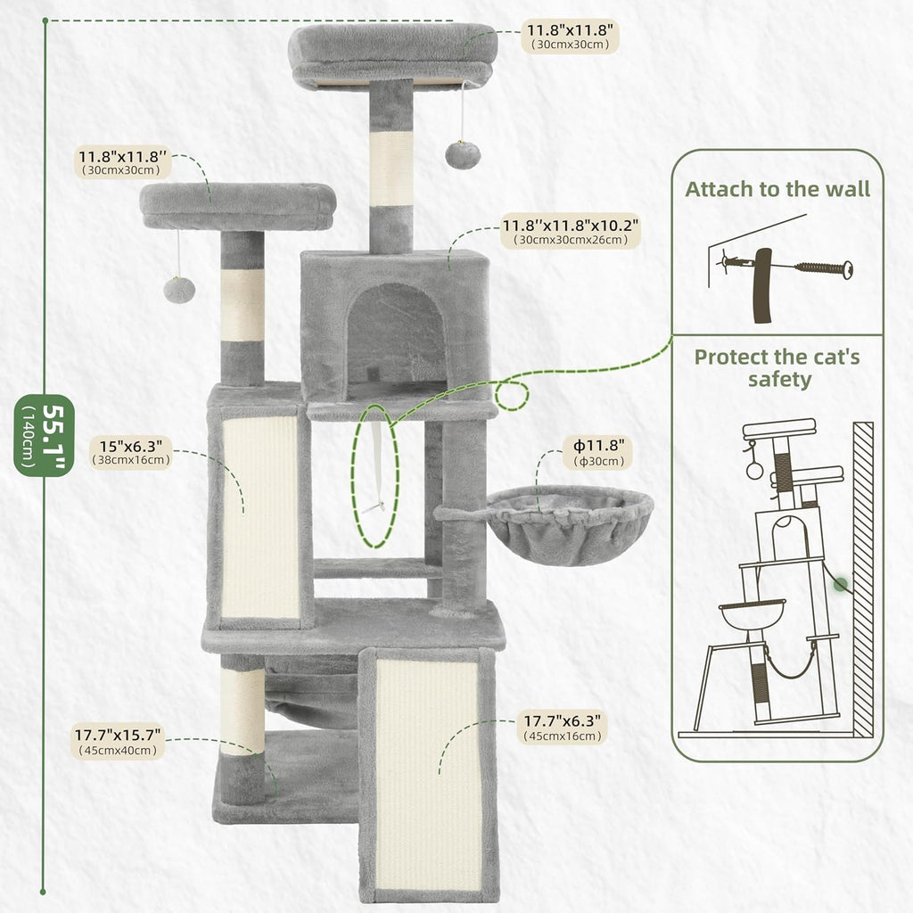 Gitelsnour Cat Tree Tower Multi-Level with 2 Scratching Boards, GCT022W