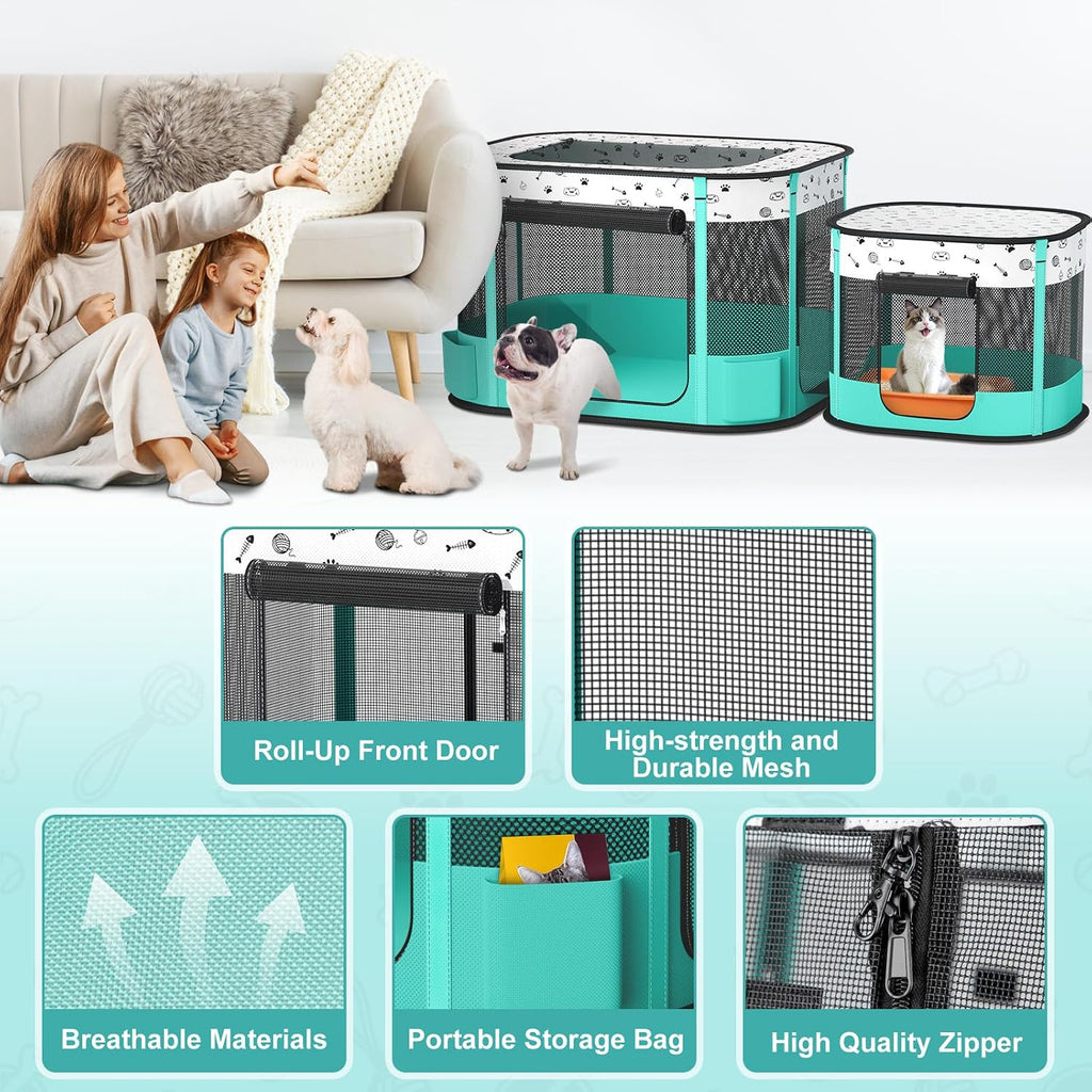 Cat Playpen, Portable Pet Dog Playpen, Foldable Kitten Puppy Play Pen