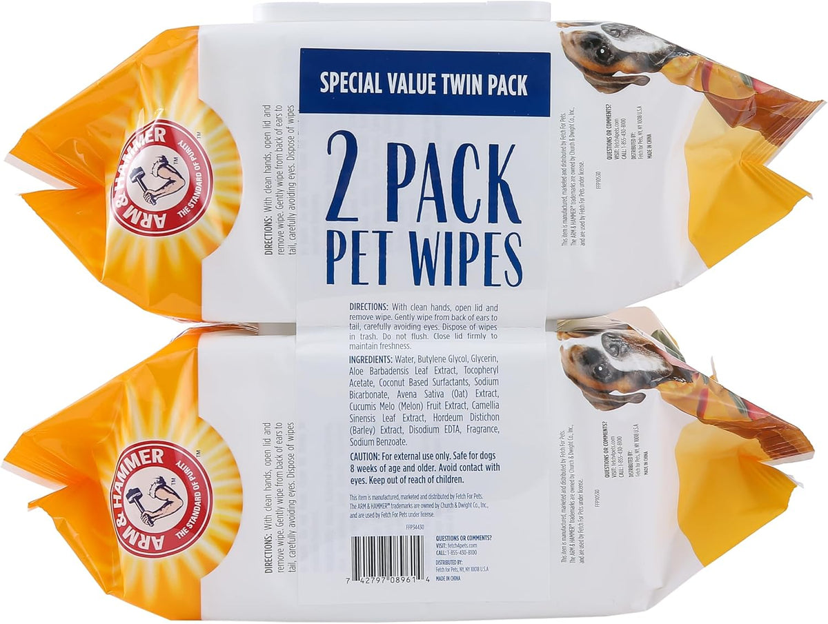 Arm & Hammer Heavy Duty Multipurpose Dog Wipes, Mango Scent, Twin Pack