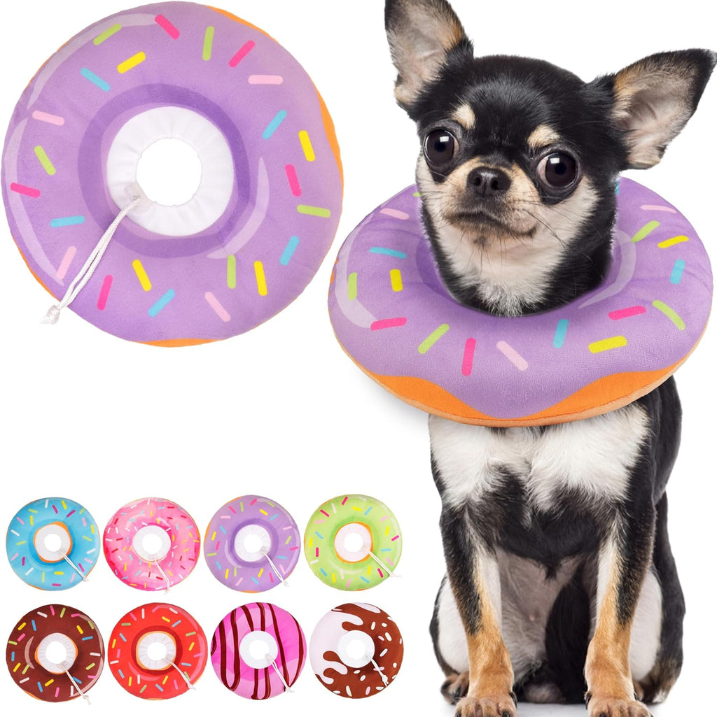 Cat Cone Collar Soft, Cute Cat Donut Collar After Surgery, Adjustable Kitten Recovery Cones to Stop Licking, Lightweight Neck Elizabethan Collars for Cats Kittens (Purple, Large)