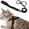 Cat Harness and Leash 2-in-1, Escape Proof Anti-Choking Harness Adjustable Lightweight Leash One-Piece Non-Detachable for Kitten Cats Outoor Walking Training, US IDA Bronze Award (Black)