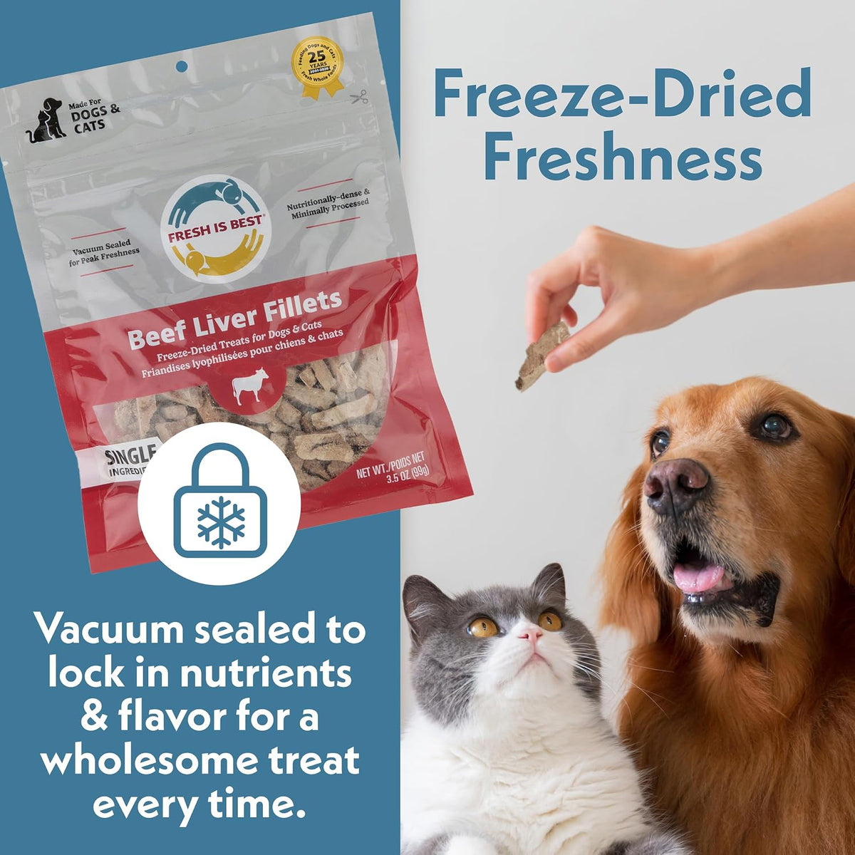 Fresh Is Best Beef Liver Fillets Freeze Dried Dog Treats for Cats & Dogs