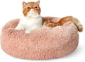 Bedsure Calming Cat Beds Donut Round Washable Kitten Bed,20 inches Pink