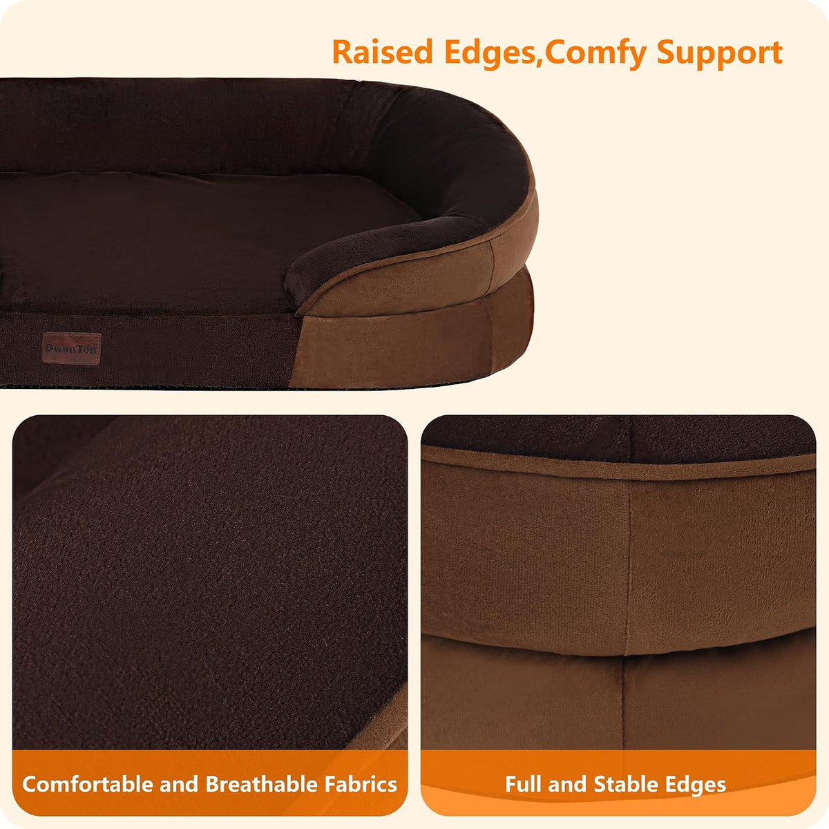 Dwanton Orthopedic Waterproof Large Dog Bed Sofa, Gel Memory Foam, 38"
