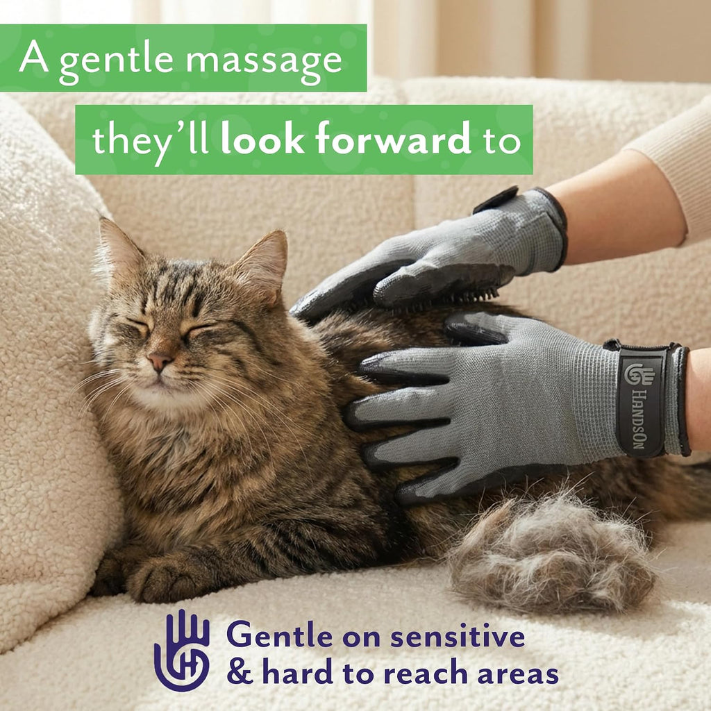 Pet Grooming Gloves - Patented #1 Ranked, Award Winning Shedding, Bathing, & Hair Remover Gloves - Gentle Brush for Cats, Dogs, and Horses (Grey, X-Large) 