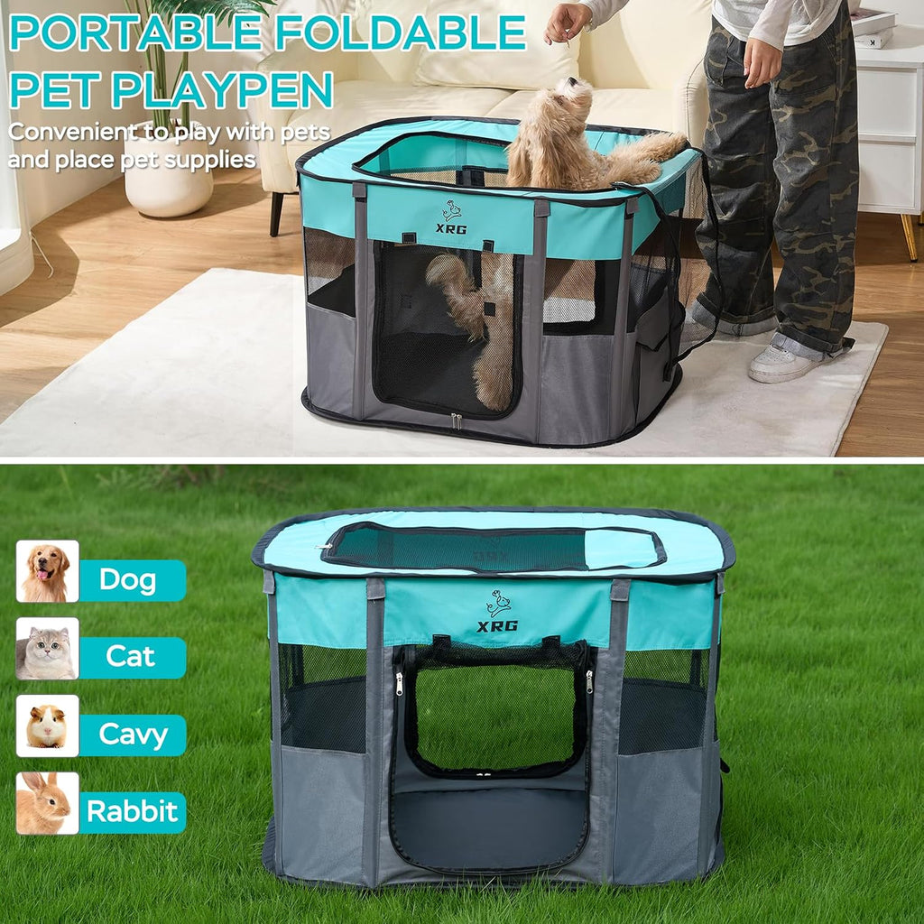 XRG Foldable Pet Playpen，Indoor Cat cage Puppy Crates M(31.5"x23.6"x21.7")