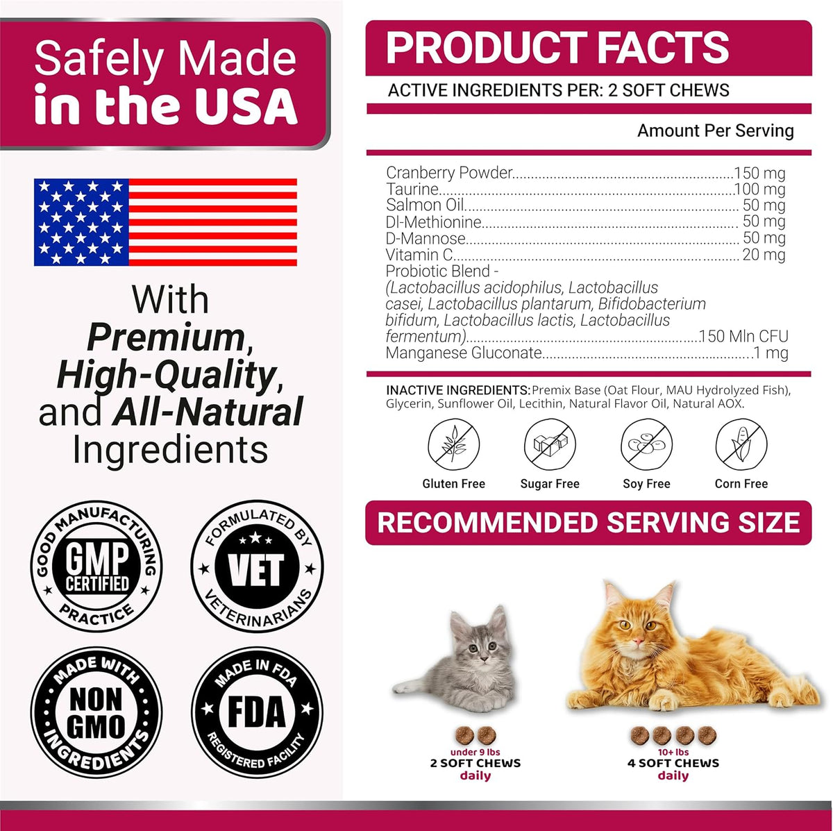 Cat Urinary Tract Health - Cranberry Supplement for Cats - Bladder Support