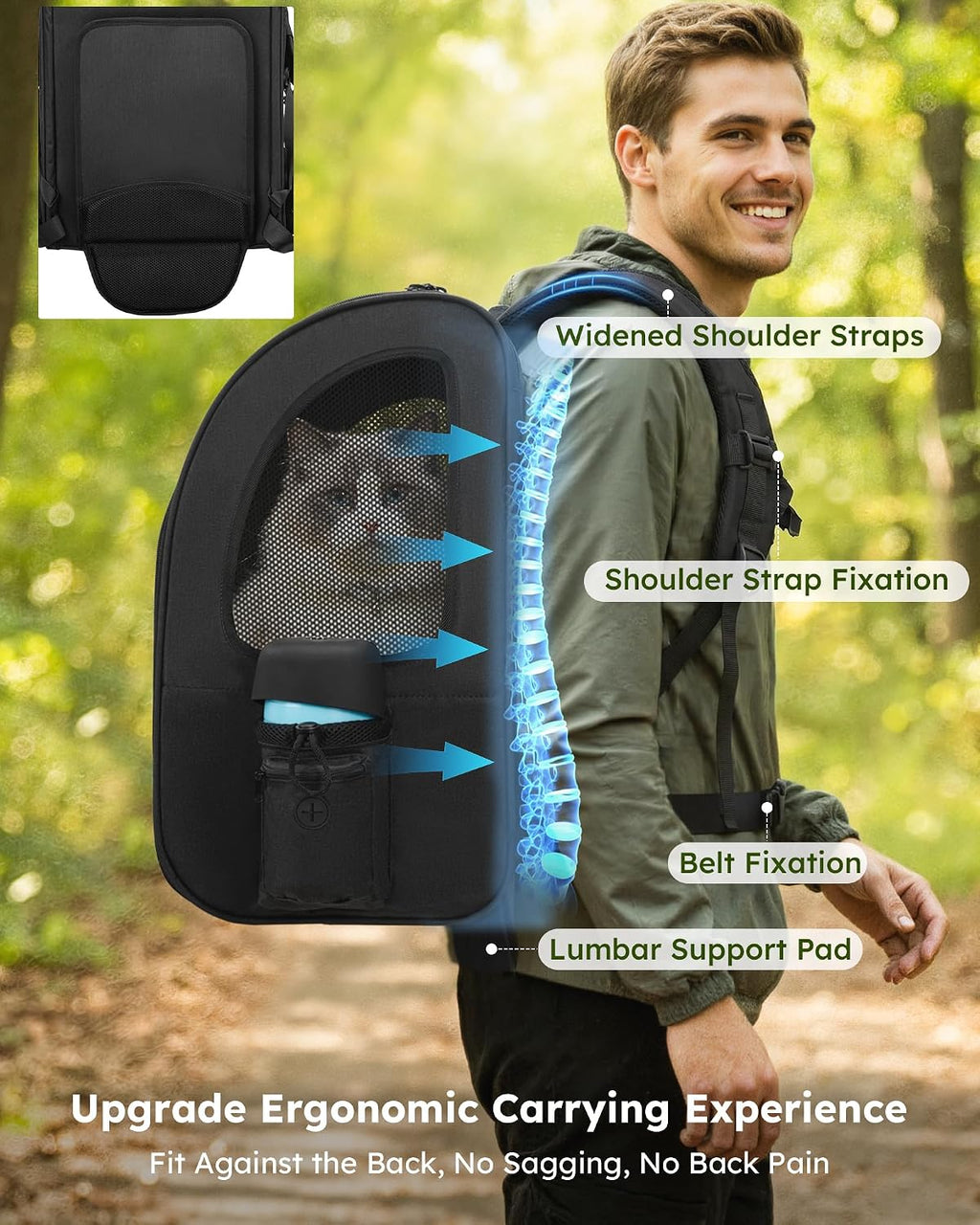 pecute Cat Backpack Expandable, Cat Carrier Backpack Acrylic Window, XL