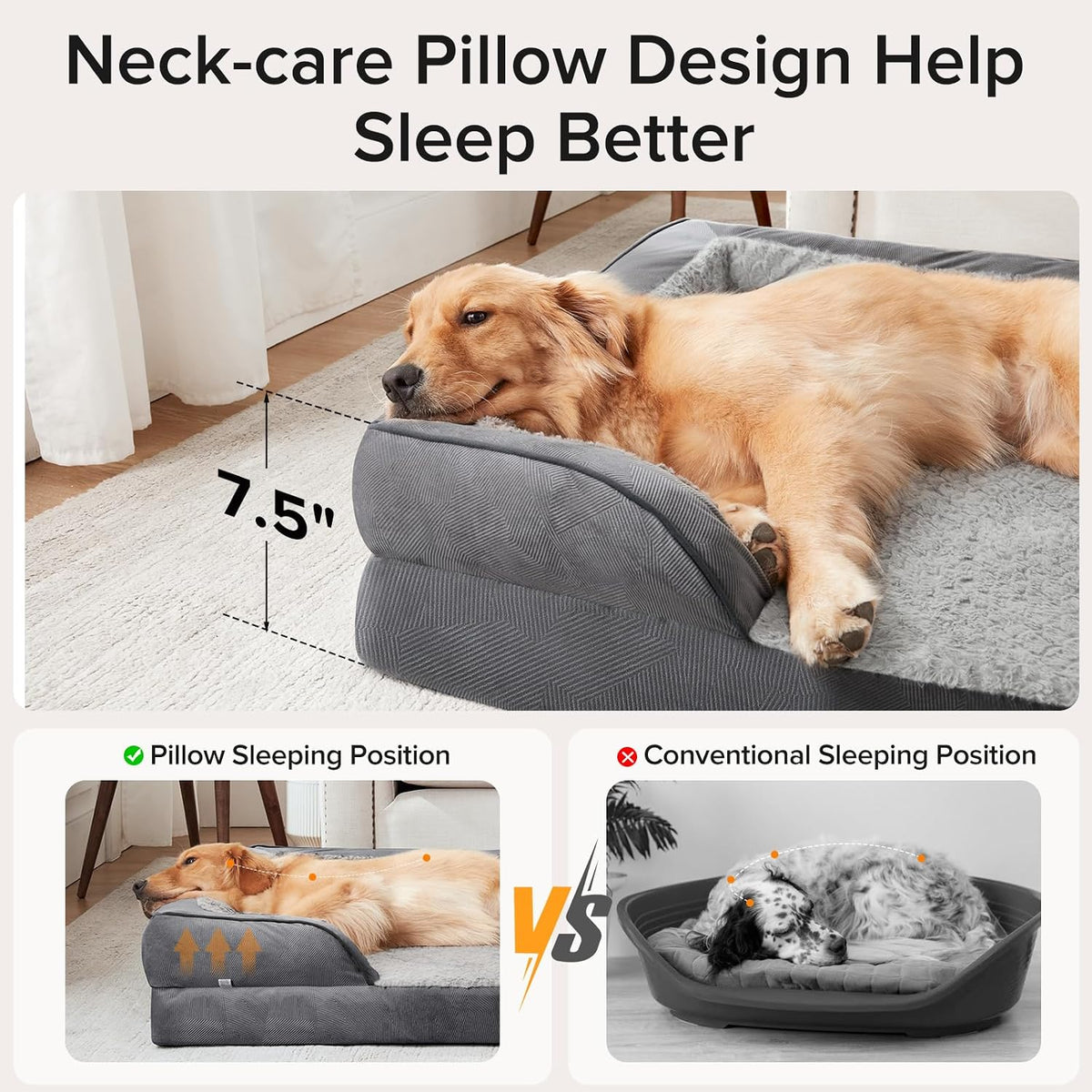 INVENHO Jumbo Orthopedic Dog Bed for Extra Large Dogs, Waterproof, Egg-Crate Foam Dog Couch Bed with Washable Removable Cover, Waterproof Lining and Nonskid Bottom