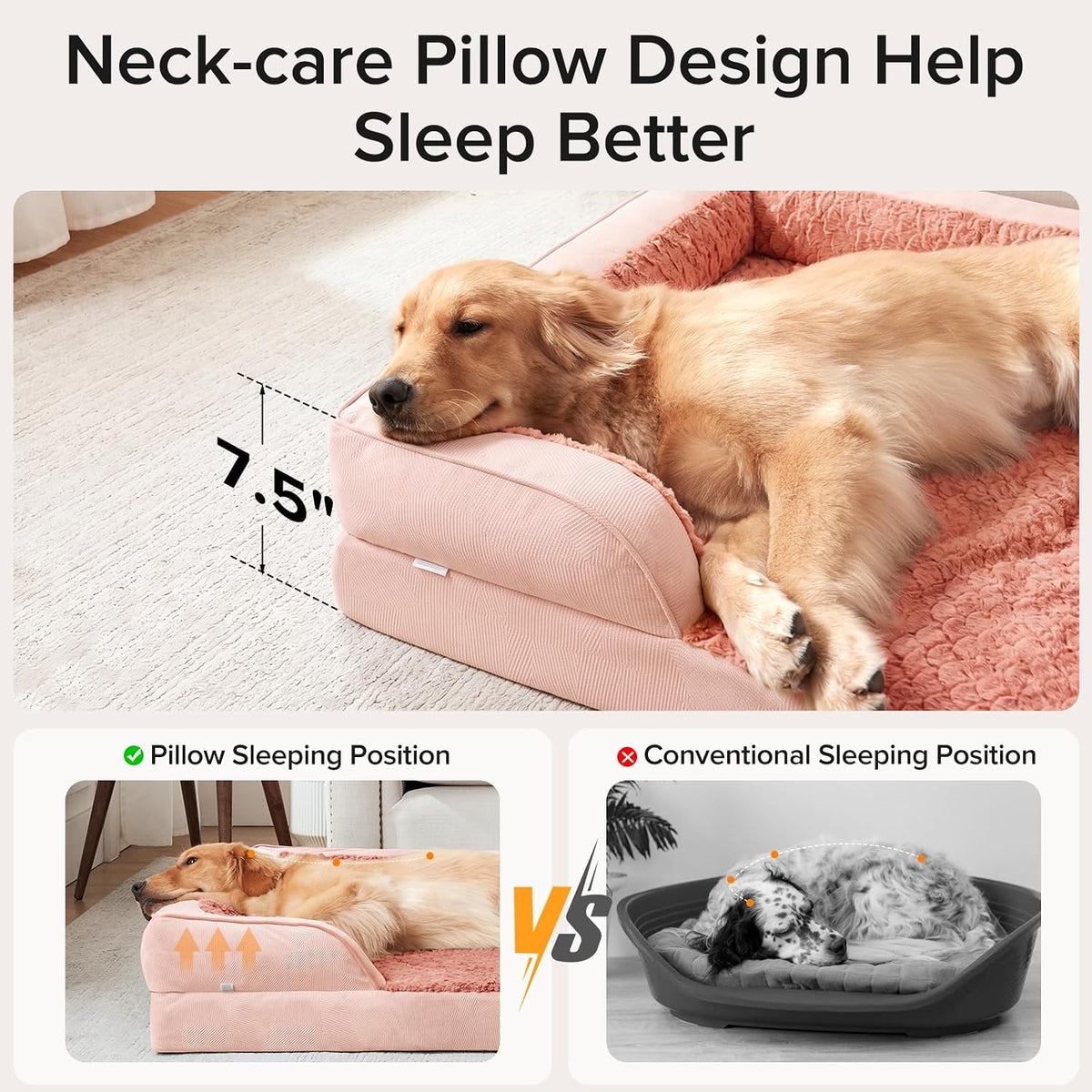 INVENHO Jumbo Orthopedic Dog Bed for Extra Large Dogs, Waterproof, Egg-Crate Foam Dog Couch Bed with Washable Removable Cover, Waterproof Lining and Nonskid Bottom