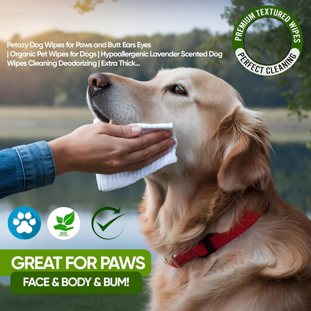 Petazy Pet Wipes for Dogs & Cats - Paws, Ears & Butt Cleaning, 200 Count