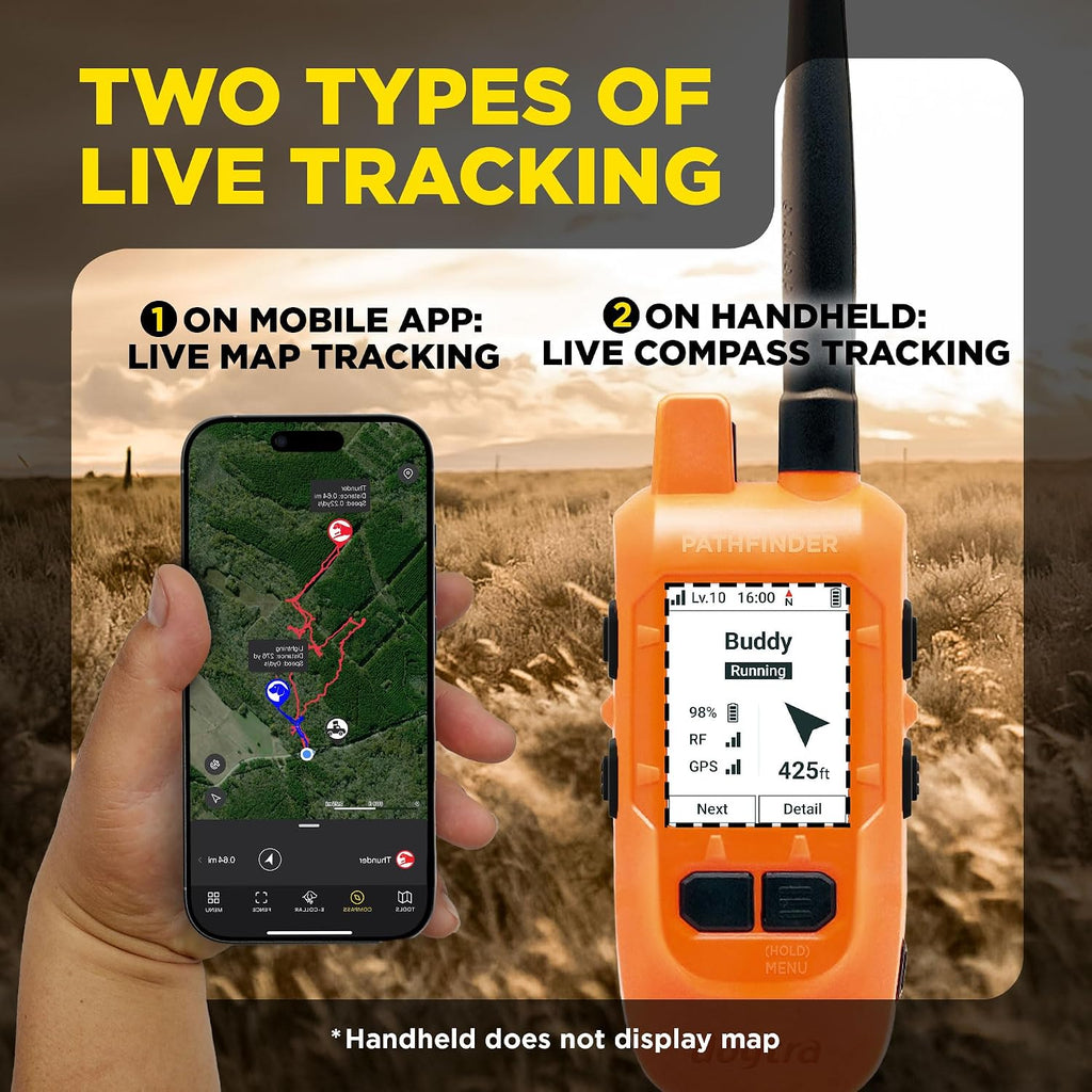 Dogtra PATHFINDER2 MINI Compass Live GPS Dog Tracking & Training System - 4-Mile Range E-Collar Handheld with No Subscription, Offline Maps, GPS Fence, Expandable up to 21 Dogs, for Dogs 25+ lbs