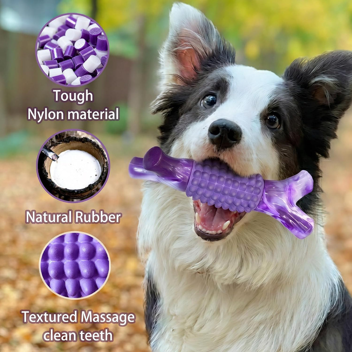 Dog Toys for Aggressive Chewers, Tough Stick Chew Bone | Durable Rubber & Nylon Dog Bones, Indestructible Dog doys for Medium,Large Dogs,Beef Flavor