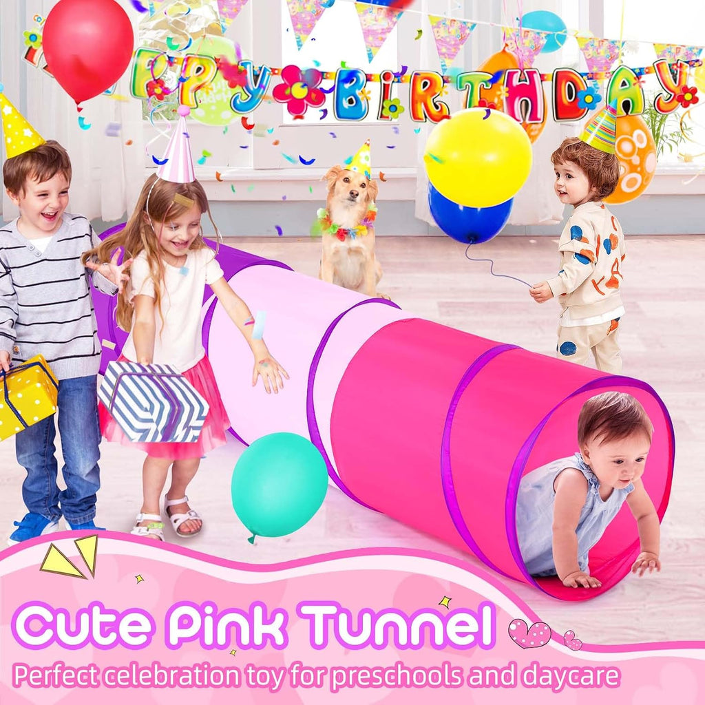 Kids Play Tunnel Tent for Toddler, 6-ft Pop Up Crawl Tunnel Toy for Baby Children or Dog Cat, Collapsible Gift for Boy and Girl Play Tunnel Indoor and Outdoor Game (Colorful Play Tunnel)