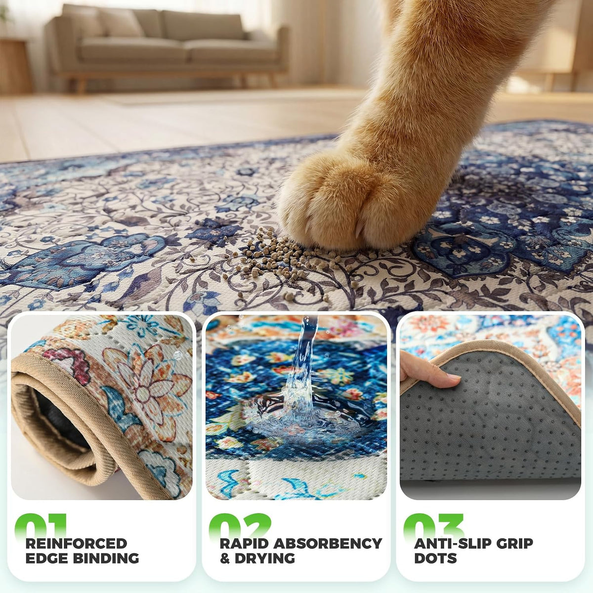 Hompet Reusable Pee Pads for Dogs, Non-Slip Washable Potty Pads for Floor 18x28 Inch Cream 2Pack