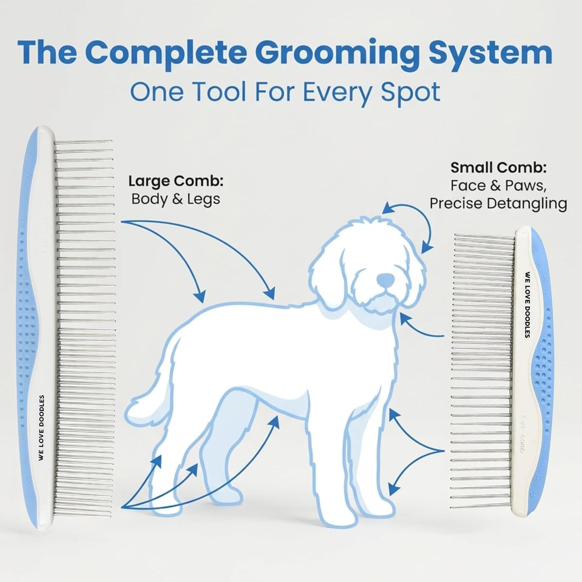 We Love Doodles Flea Comb for Dogs and Metal Dog Grooming Comb | Dog Face Comb | Fine Tooth Tear Stain Remover Metal Comb | Removes Tangles & Matts | Dematting Pet Combs | Detangler for Matted Hair