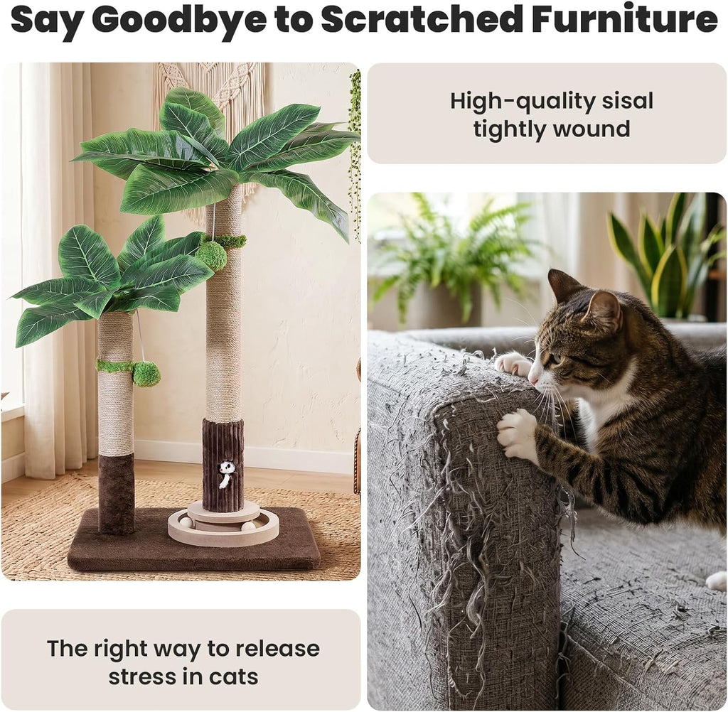 Woochpet 2Cat Posts with Cat Toys,Scratching Post for Adults Cat or Kitten