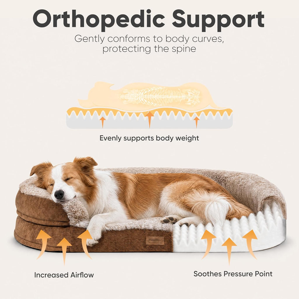 FUKUMARU Large Thickened Dog Couch Bed, Orthopedic, Waterproof & Washable