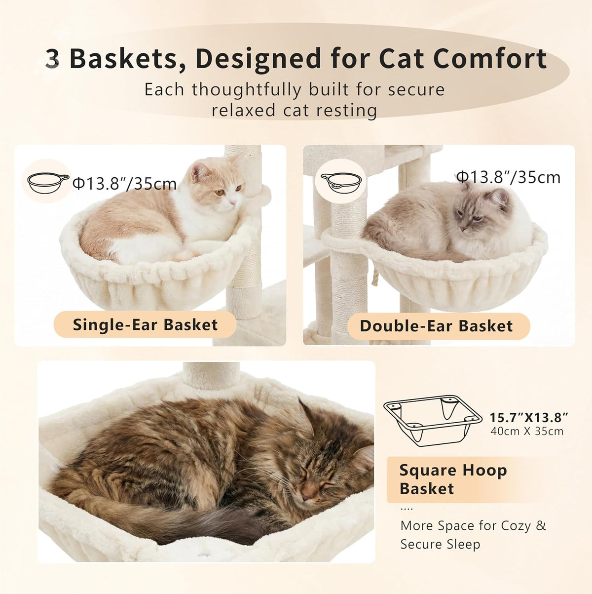 Heybly Cat Tree, 74.8-Inch Spacious & Tall Cat Tower for Large Cats HCT062MJ