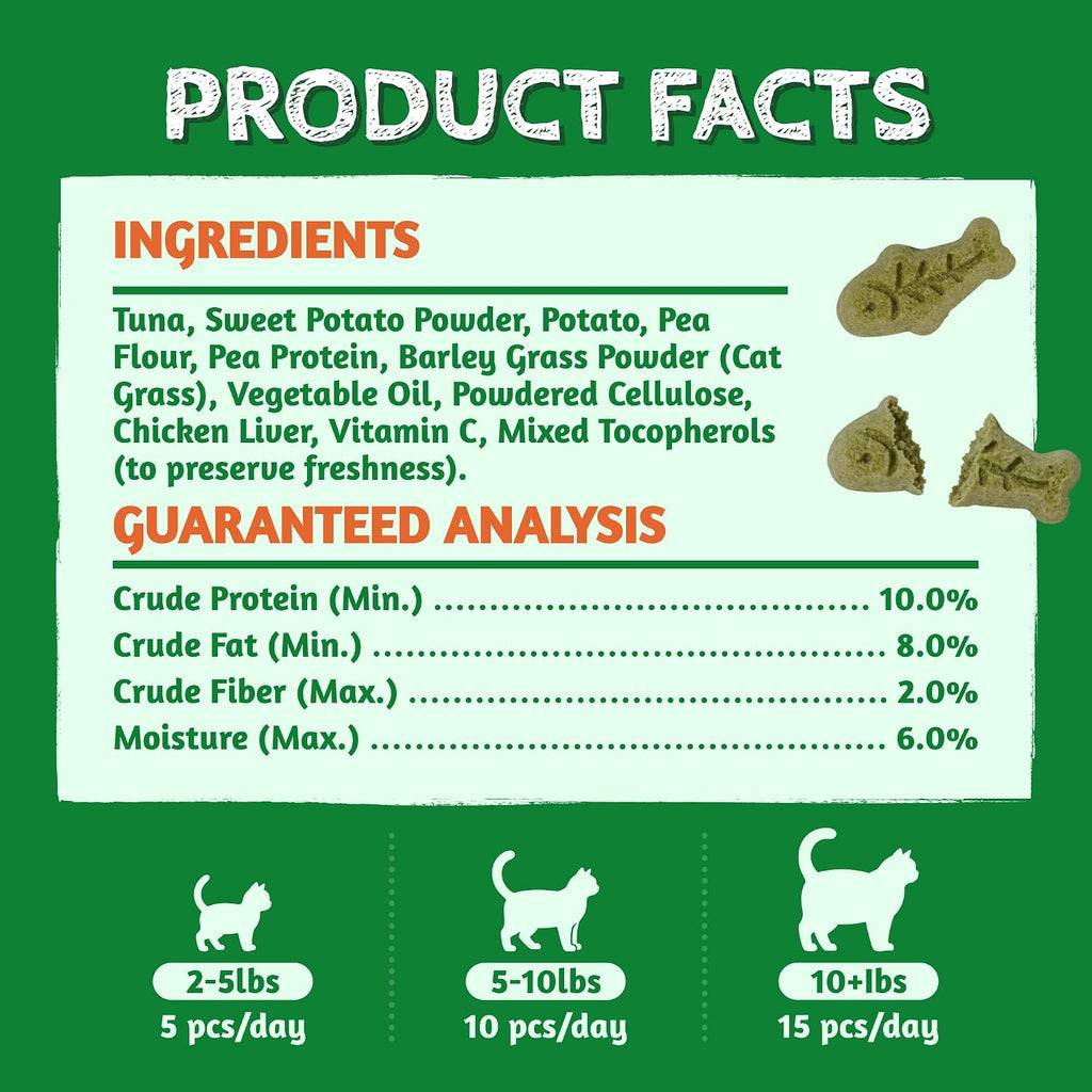 Just Try 16 oz Feline Grass Treats Tuna Flavor Hairball Treats for Cats