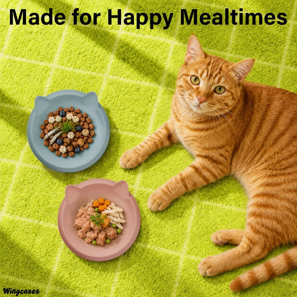 Kitten Food Bowl 2pcs Silicone Cat Bowls Plates for Wet Food
