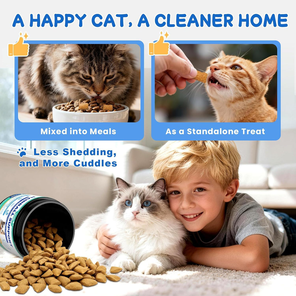 Cat Hairball Support Crunchy & Creamy Chews, Hairball Treatment for Cats