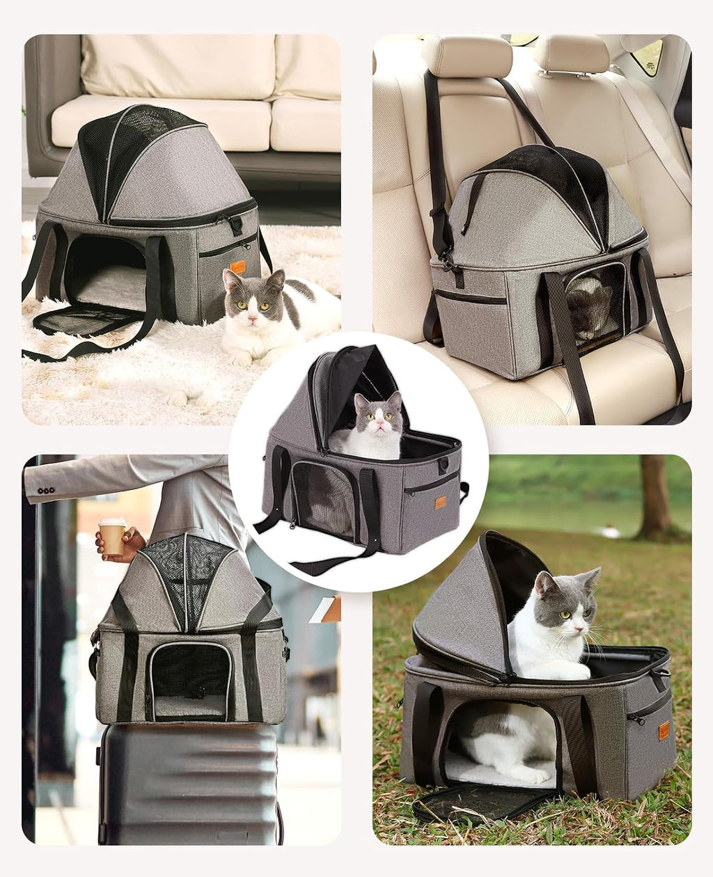 BurgeonNest Top-Expandable Cat Carrier with Semi-Open Canopy, Up to 25 lbs
