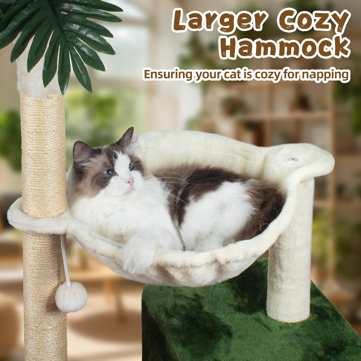 Fantasreen Cat Tree 38'' Tower with Large Hammock, Track Balls for Indoor Cats