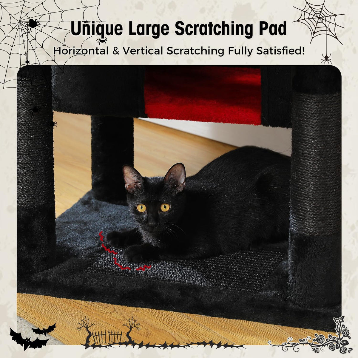 PAWZ Road Gothic Cat Tree 72" Cat Tower with Condos&Hammock for Large Cats