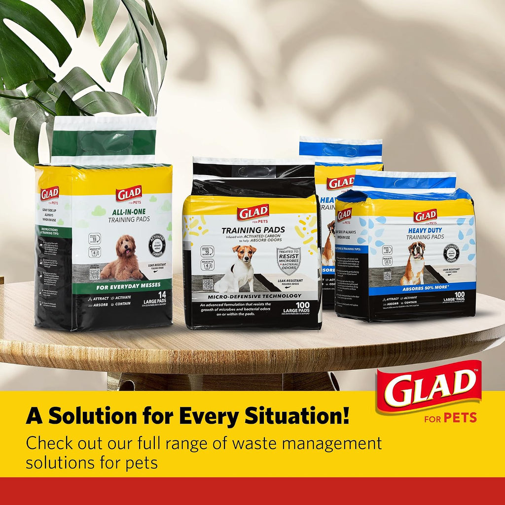 Glad for Pets XL Charcoal Training Pads for Dogs and Puppies, 30 Ct, 6-Pk | 6-layer, activated-carbon pads with pheromone attractant, leak-proof, extra-large 28 x 30 in coverage