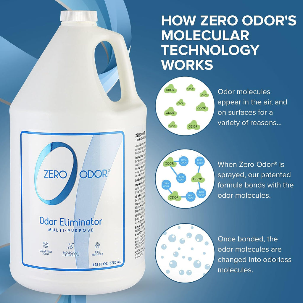 Zero Odor Multi-Purpose Odor Eliminator, Air and Surface Odor Remover for Home, Bathroom, Kitchen, and Closet, Refill, 128 oz (Pack of 2)