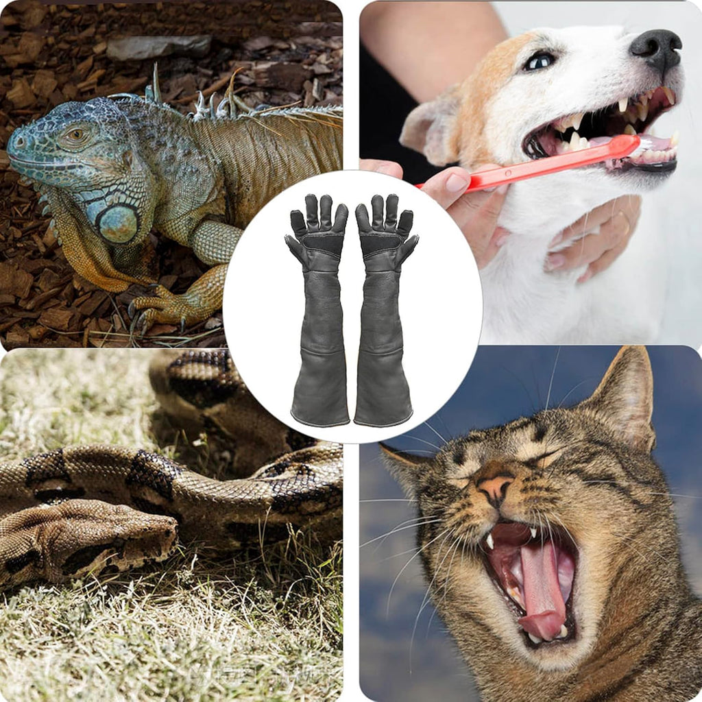 Animal Handling Gloves Bite Resistant, 60cm/ 23.6In Bite Proof Glove for Welding, Gardening, Handling Cat/Dog/Bird/Snake/Lizard/Falcon/Reptile, Anti-Bite Work Gloves (Deep Color)
