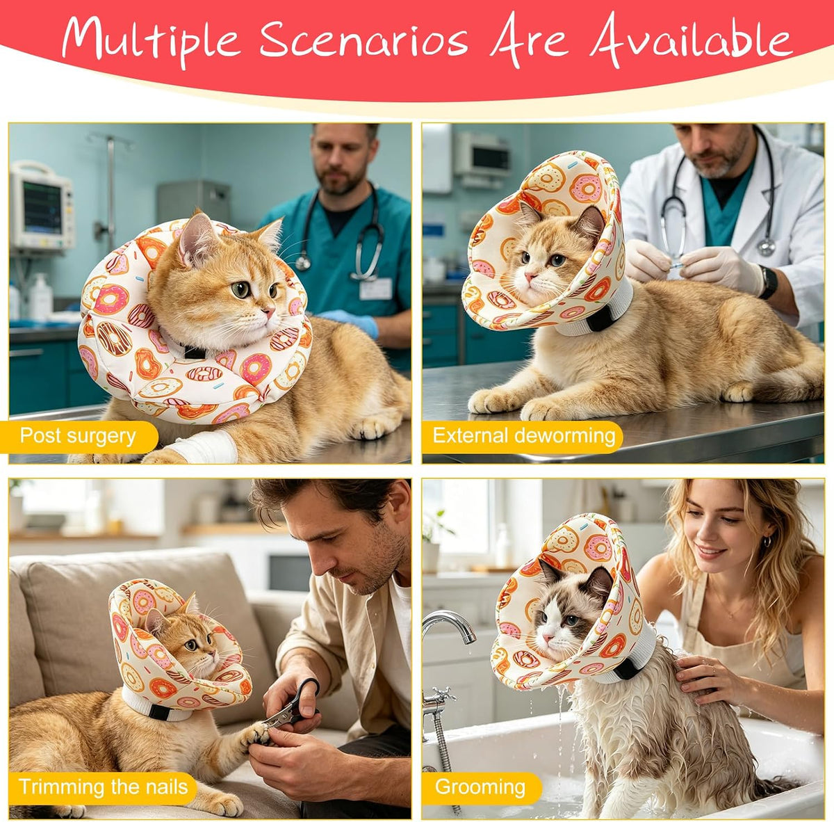 EXPAWLORER Cat Cone Collar Soft,Adjustable Waterproof Flower Style Neck