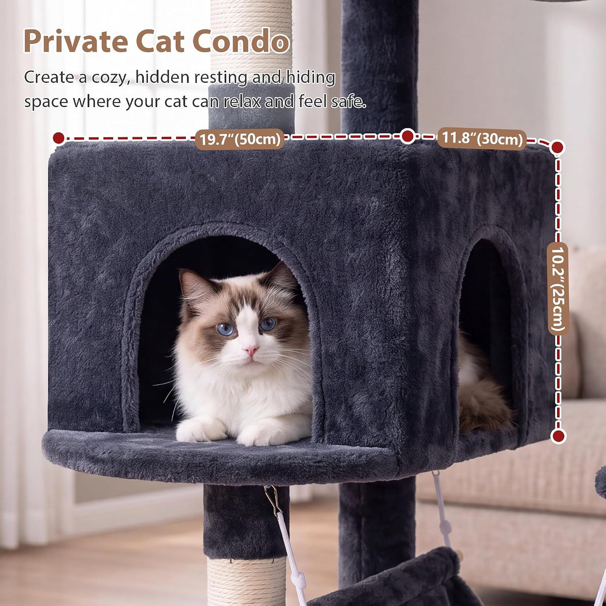 Gitelsnour Cat Tree, 63'' Cat Tower for Large Cats, Big Hammock GCT020G