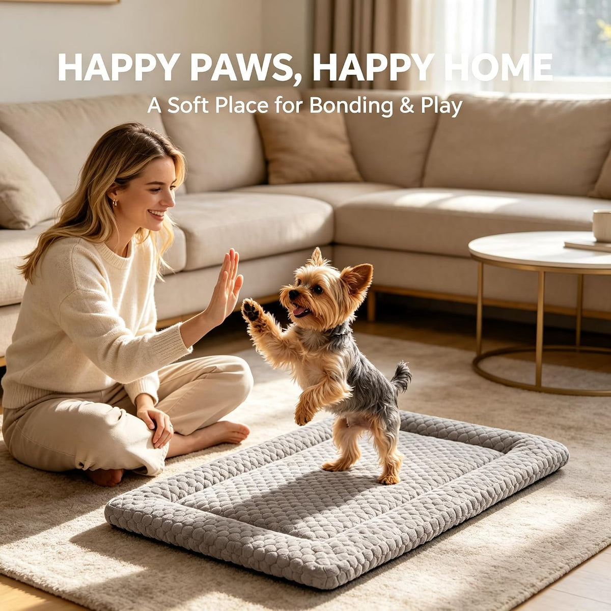 Dog Bed Mat - Durable & Cute Crate Dog Beds for Small Dogs & Cats, Comfortable Kennel Pad for Home, Crate & Travel
