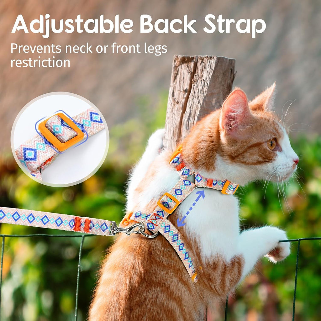 Dooradar Cat Harness and Leash Set, Adjustable Pet Straps, White