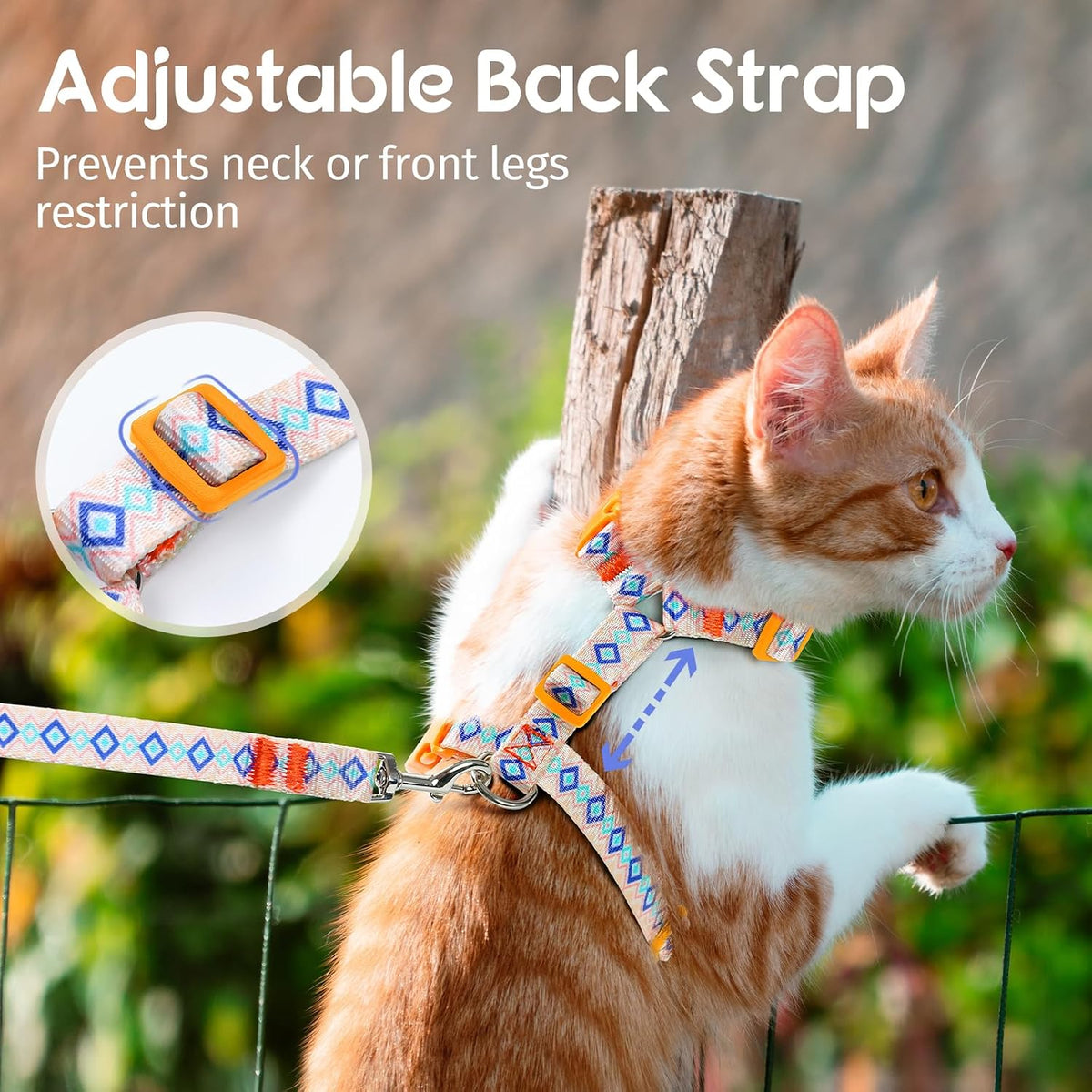 Dooradar Cat Harness and Leash Set, Adjustable Pet Straps, White