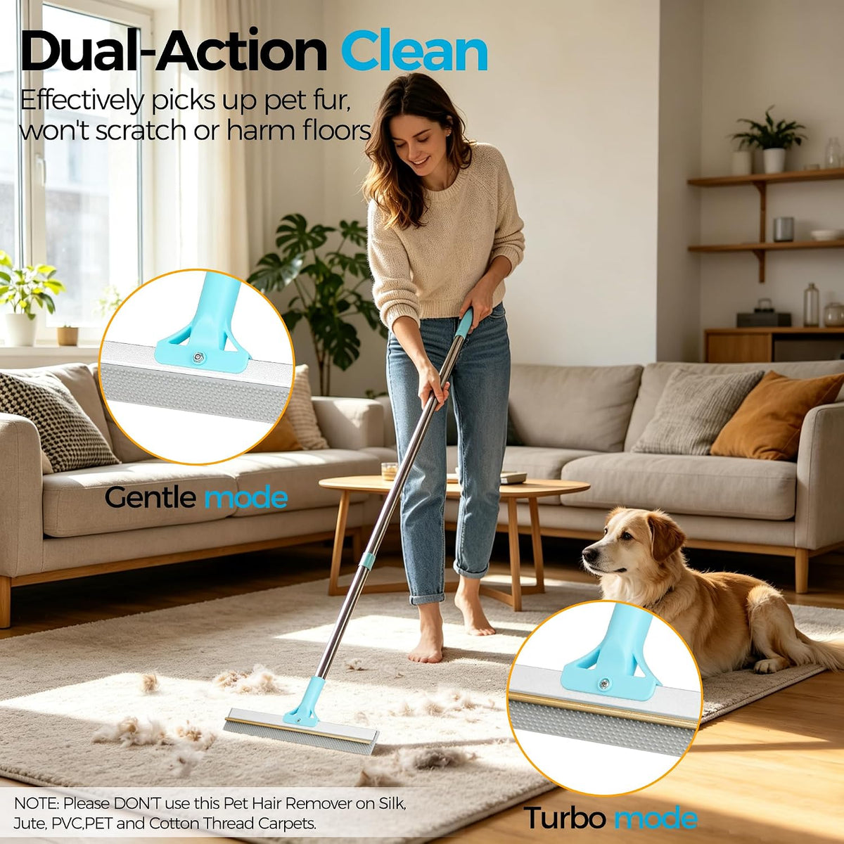 Carpet Rake for Pet Hair Removal Tool,Reusable Hair Remover Broom
